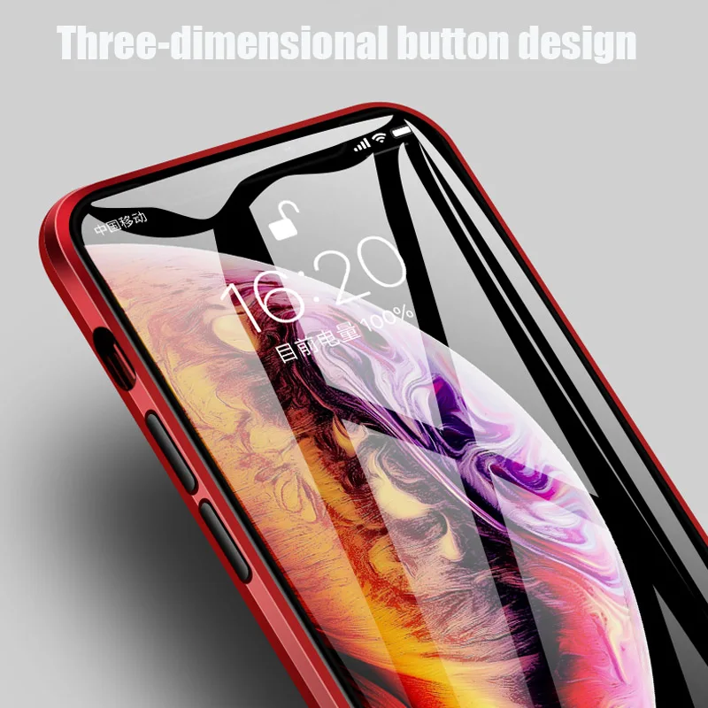 360 магнитный адсорбционный металлический чехол для iphone XR XS 11 Pro MAX двусторонний стеклянный чехол для iphone X 7 8 6 6S plus 9H стеклянная крышка