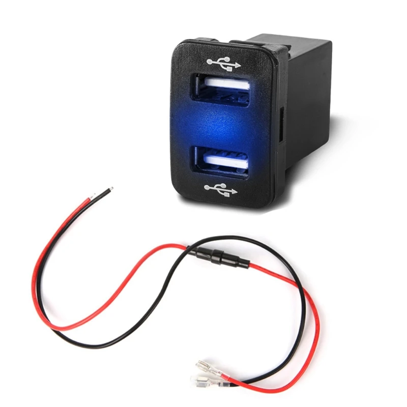 33x23 мм 12V 24V двойной usb порт автомобильное зарядное устройство разъем 2.1A адаптер питания для Toyota - Название цвета: Синий