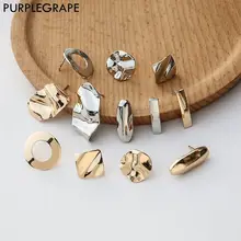 Color-protected copper Stud earring DIY Jewelry accessories handmade material ring square curved oval large geometry 6pcs