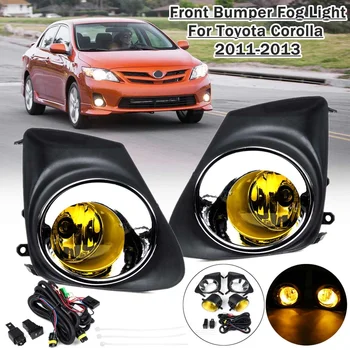 

Car Halogen Fog Light For Toyota Corolla 2011 2012 2013 Foglight Car Front Bumper 12v Amber Glass Headlight With Chrome Trim