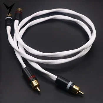 

1 pair RCA to RCA Hi-end OFC pure copper plated silver 6mm Headphone Extension Wire Cord Aux 2RCA to 2RCA Audio Cable