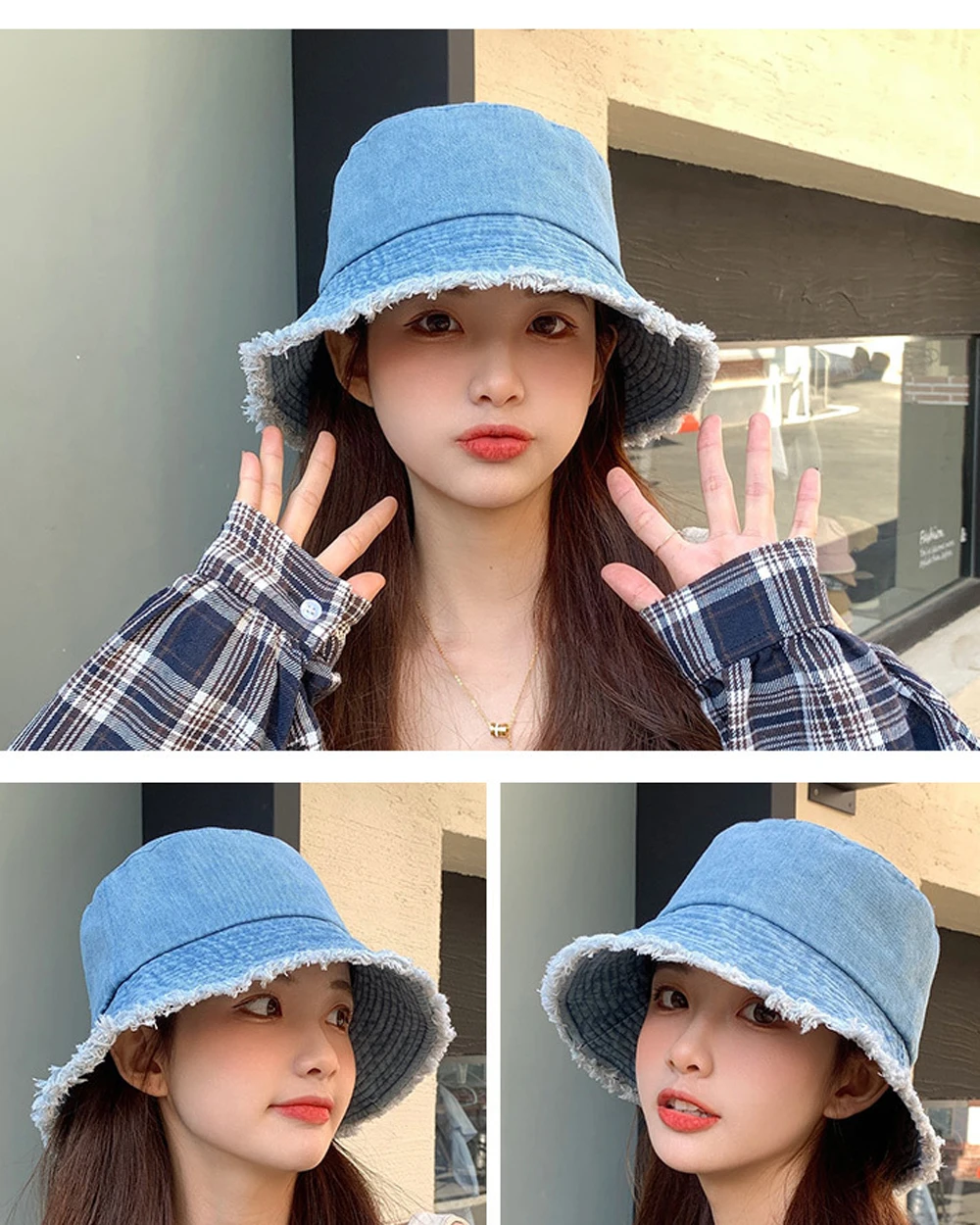 Women Denim Bucket Hats Foldable Fisherman Washed Flat Bucket Hat Outdoor Beach Sunhat Cap Tassel Cute Gir Outdoor Wear Women off white bucket hat