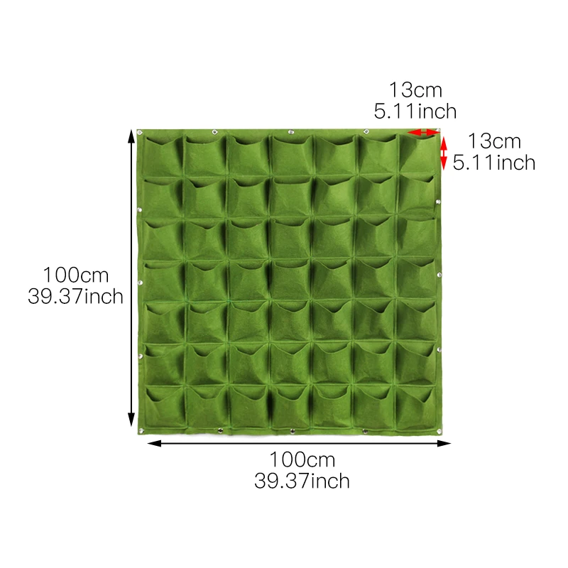 Green- 49 pockets Настенные подвешиваемые посадочные сумки 4/9/18/49/72 карманы зеленая растительная сумка для растений Вертикальная садовая растительная садовая сумка товары для дома - Цвет: Green- 49 pockets