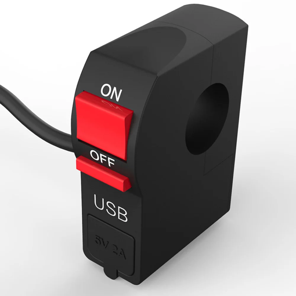 Мотоцикл USB телефон зарядное устройство переключатель руль пылезащитный DC12V ABS черный Водонепроницаемый автомобилей мотоциклы Замена
