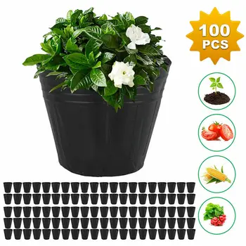 

100pcs Plant Nursery Pots Black Garden Nursery Seedling Tray Round Plants Flower Sowing Growing Pot Home Garden Storage Holder