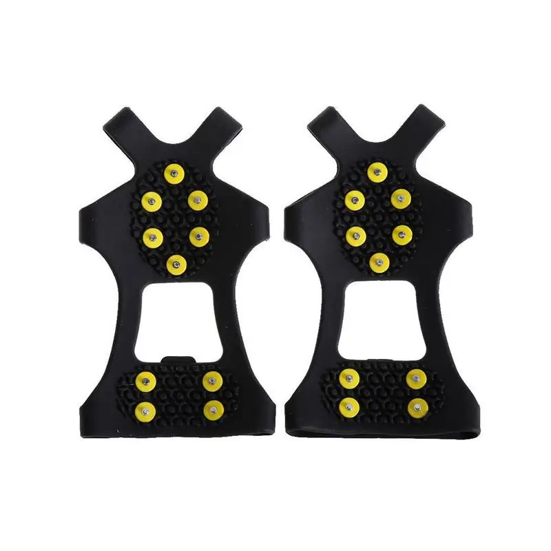 

1 Pair Outdoor Non-slip Rubber Spike Shoe Cover 10 Tooth Cramped Slip Shoe Cover Ski Mountaineering Silicone Crampons