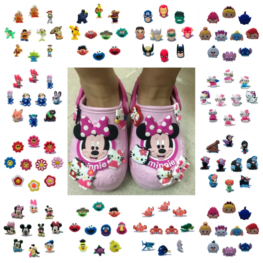 

Free DHL 3000PCS Avengers Mickey Super Mario Star Wars PVC Shoe Charms Shoes Buckles Croc Decoration JIBZ Shoes Accessories Gift