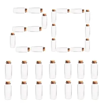 

20pcs Hot Sale 30*70MM 30ML Glass Storage Bottles Empty Sample Jars Cork Stoppers for DIY Craft Home Office Decor - Transparent