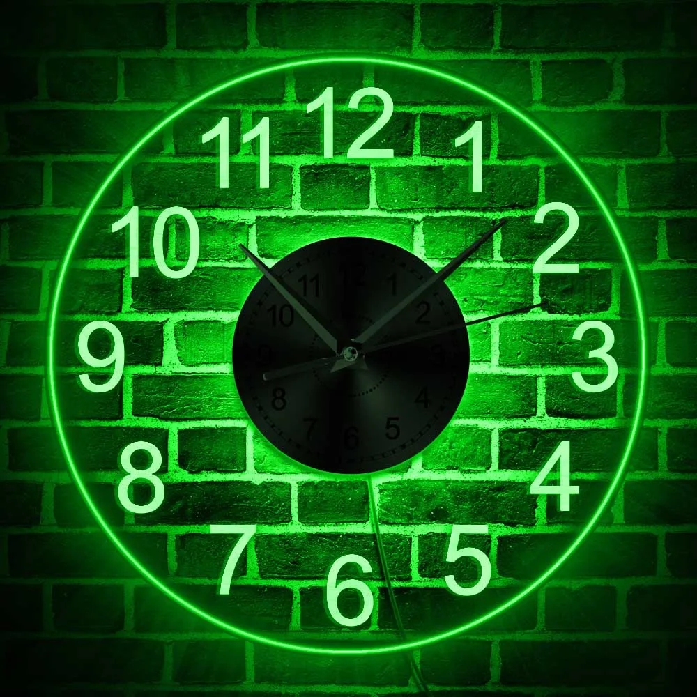 Арабскими цифрами акриловые настенные часы с светодиодный Подсветка ночник для спальни настенные часы светятся в темноте многоцветная светодиодная подсветка Декор
