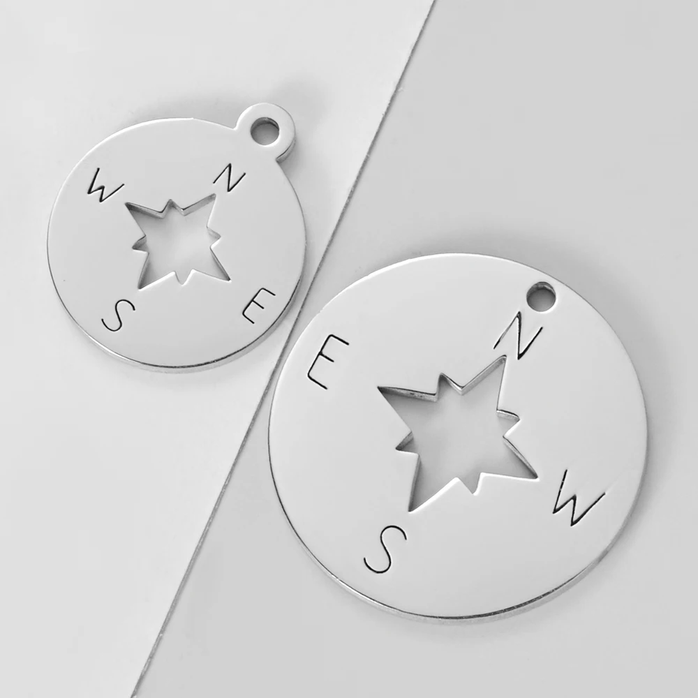 

10pcs/Lot High Quality Compass Charms Stainless Steel Mirror Polished Pendants For DIY Making Necklace Bracelet Accessories
