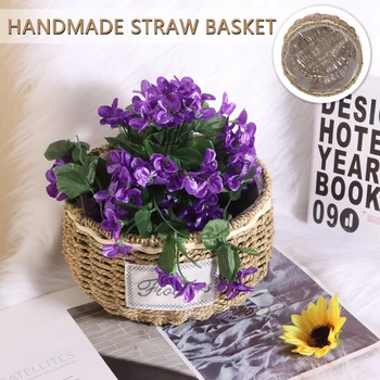

1 Flower Baskets Hand-woven Straw Rattan Flower Pot Basket Home Garden Decorations Accessories Straw Flower Pots
