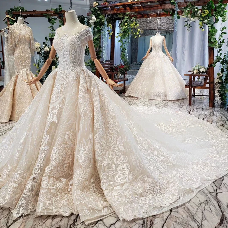 HTL777 роскошное свадебное платье с круглым вырезом рисунок на бусинах плиссированная шапочка рукав без бретелек свадебное платье Интернет магазин Китай vestido invitada boda