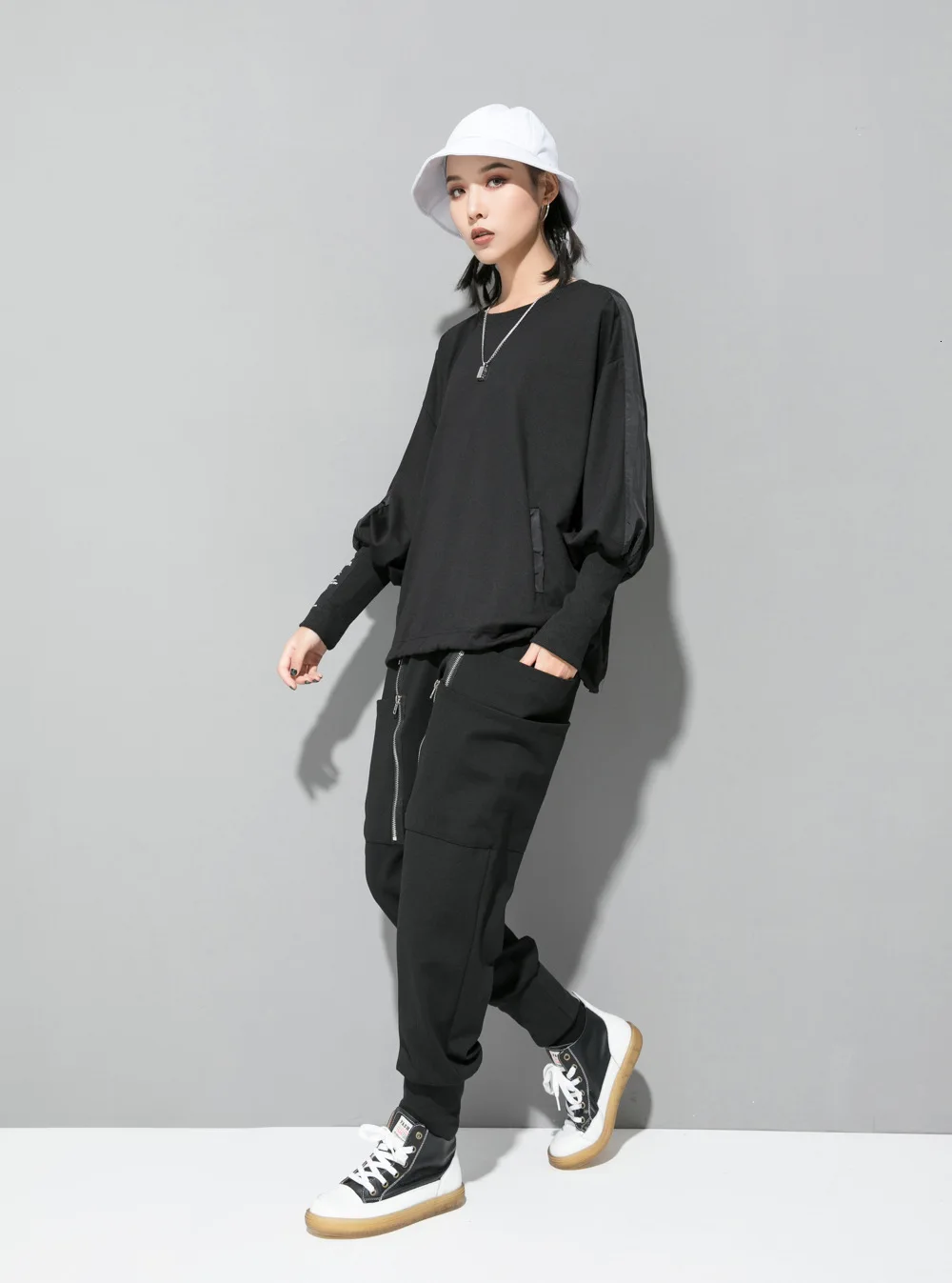 LANMREM осенний и зимний женский модный стиль круглый вырез фонарь рукава пуловер Толстовка WJ54901L