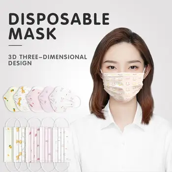 

50Pcs Fashion Mouth Party Mask 3 Layers Summer Breathable Masks Customized Cute lovely Little Bear Rabbit Anti Dust Party Mask