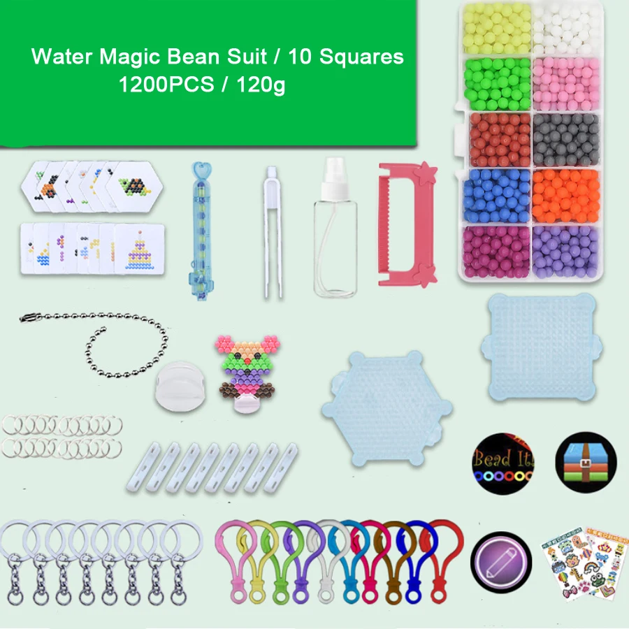 10 цветов, 5 мм, водная Волшебная фасоль, костюм, 1200 шт, головоломка, игрушка, сделай сам, игрушки ручной работы, водный спрей, липкие Волшебные бусины