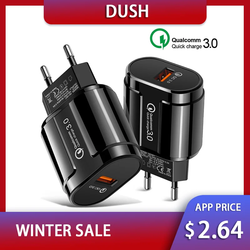

DUSH Quick Charge QC 3.0 USB US EU Charger Universal Mobile Phone Charger Wall Fast Charging Adapter For iPhone Samsung Xiaomi