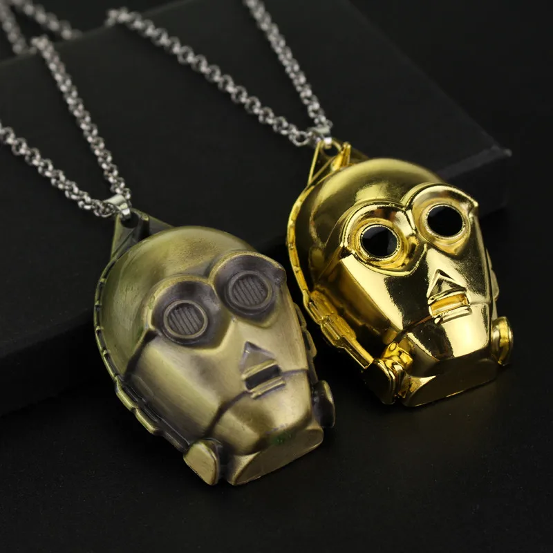 

Star Wars Jewelry Pendant Star Wars darth vader Robot C-3PO Gold bronze Plated Pendant Necklace 2 Colors Christmas gift
