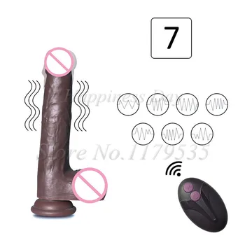 Wireless Remote Control Telescopic Realistic Dildo Vibrator Silicone Penis G-spot Stimulation Black Dildos Sex Toys For Women 3