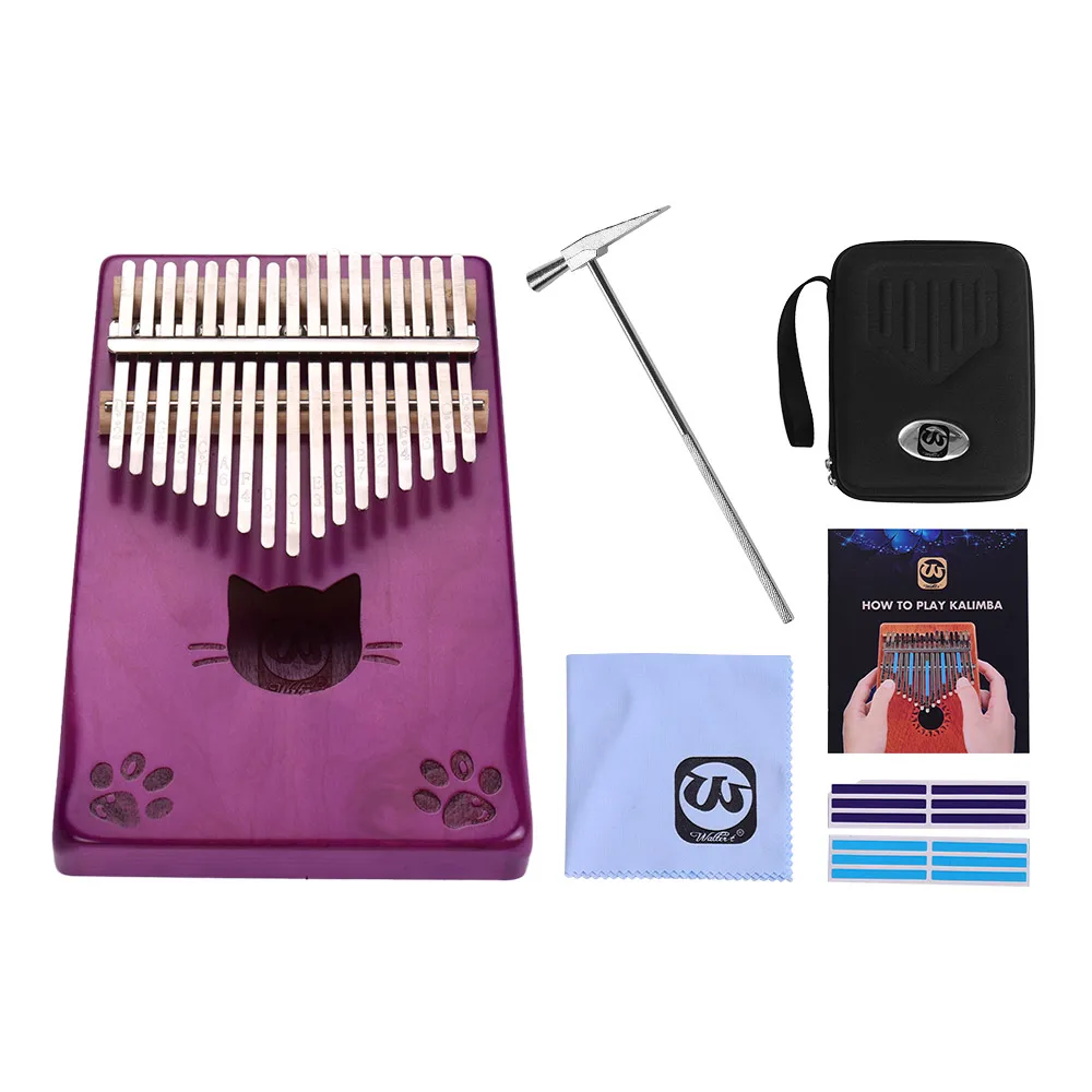 

Walter.t WK-17MS 17 key Kalimba Thumb Piano Mbira Maple Wood with Carry Bag Tuning Hammer Cleaning Cloth Stickers Musical Gift