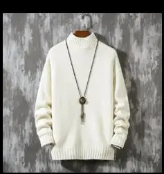 cream white sweater Мужской свитер плюс размер 5XL 4XL M половина черепаха шеи трикотажный пуловер Homme X Mas свитера коричневый хахи черный белый - Цвет: cream white sweater