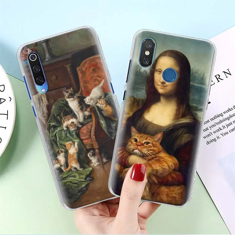 Забавный чехол для телефона Leonardo da Vinci MonaLisa Pat Cat для Redmi Note 5 6 7 8 Pro 8T S2 GO Redmi 7 7A 8A K20 Pro 6 6A 5 Plus Ha