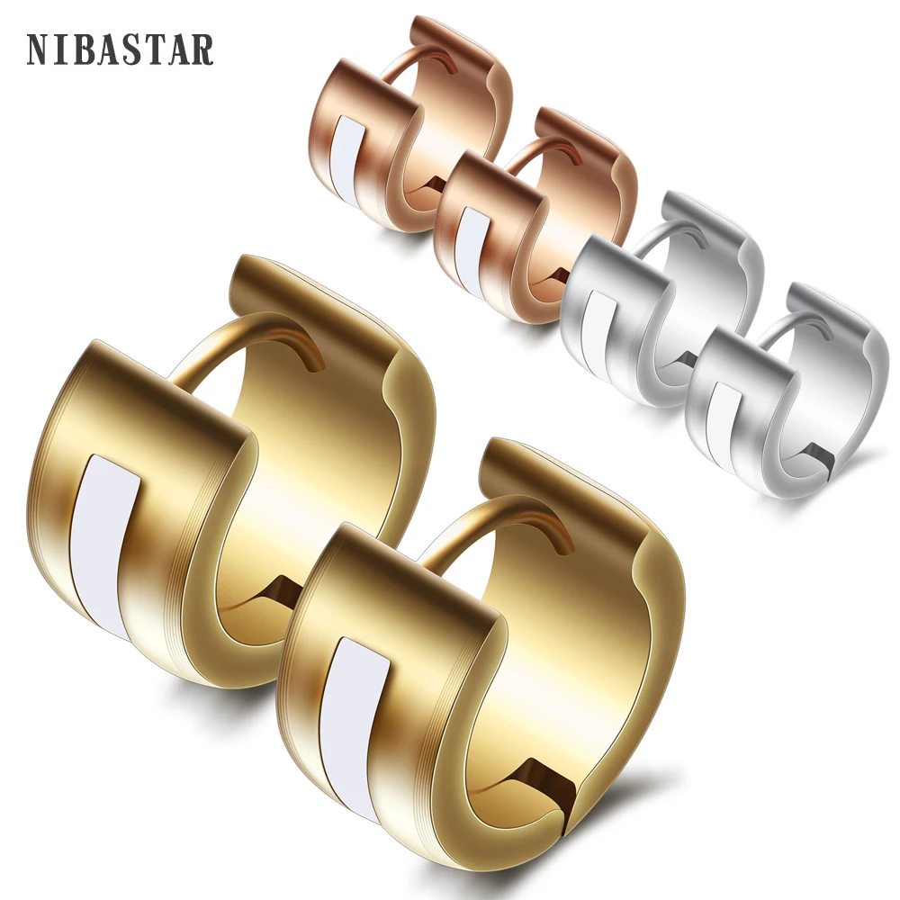 7mm Wide Two Colors 316l Stainless Steel Hoop Earrings For Men Women