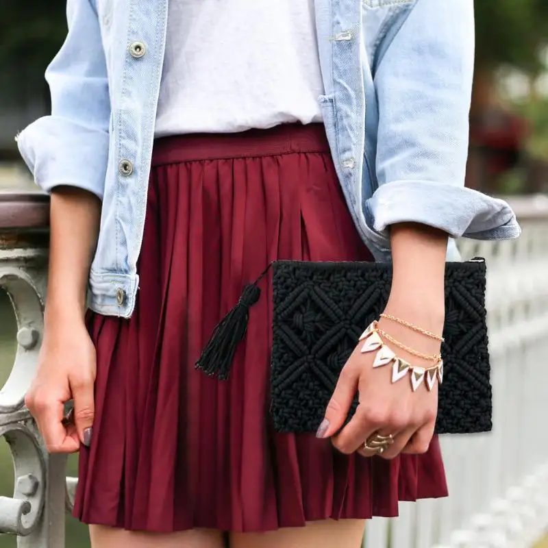 Однотонные кисточки клатч на молнии кошелек Повседневный Boho модный Женский Повседневный Кошелек для монет визитница сумки