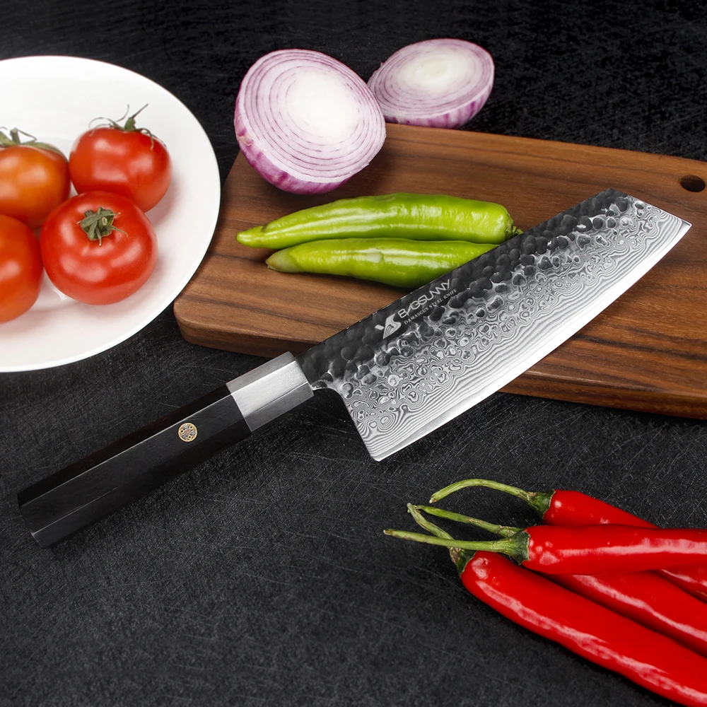 BIGSUNNY кованые ножи накири нож для овощного мяса-высокоуглеродистая Дамасская