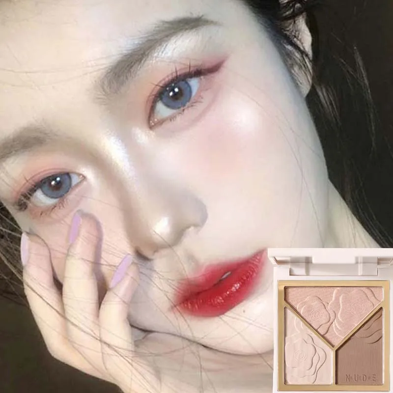 

High-gloss trimming tray three-color Long-lasting matte multi-function brightening complexion matte nose shadow powder female