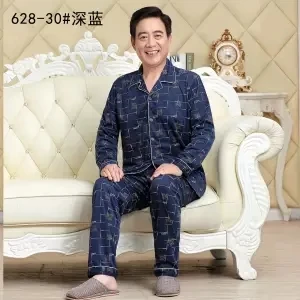 Кардиган, пижама для мужчин, набор, хлопок, весна, Пижама для мужчин, одноцветная, с длинным рукавом, пижама для мужчин, осень, с отложным воротником, Пижама для мужчин, L, XL, XXL, XXXL - Цвет: men pyjama