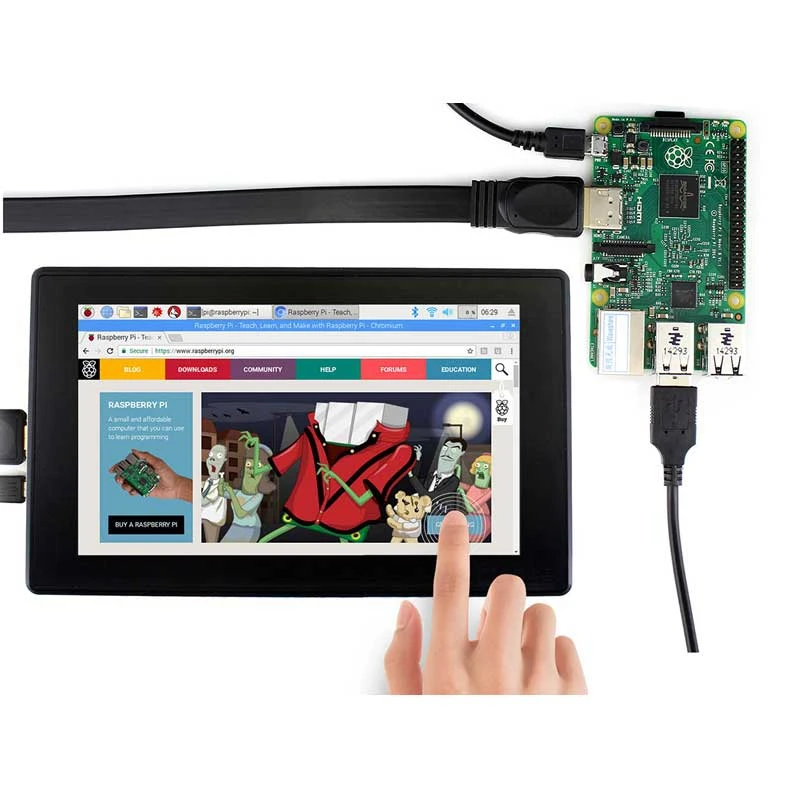 Для Raspberry Pi 4 Модель B/3B+/3B 7 дюймов дисплей 1024X600 ips емкостный пресс-экран монитор W/чехол кронштейн экранное меню