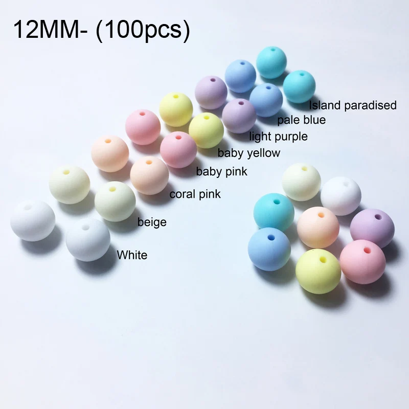 size 12MM Candy D 100 шт силиконовые бусины 15 мм/12 мм/10 мм/20 мм, экологически чистые сенсорные Прорезыватели зубов, ожерелье, пищевая игрушка, игрушки для детей, прорезыватель BPA Safe - Цвет: size 12MM Candy D
