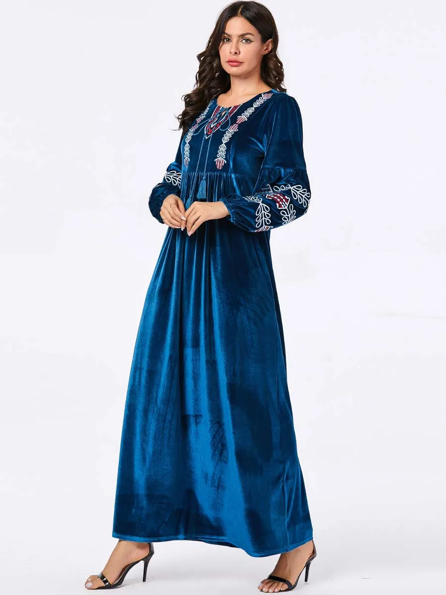 Мусульманское платье исламское Clothig модное достойное большой размер abaya Arabian вышивка Повседневное платье abaya Femme