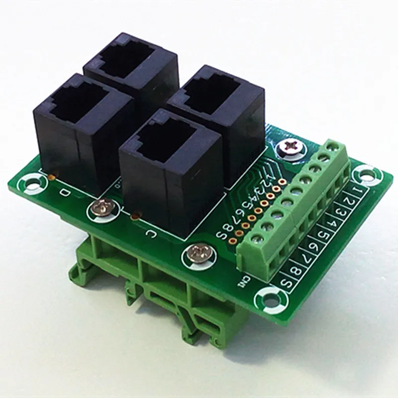 RJ45 8P8C Jack 4-Way Buss Breakout Board, клеммный блок, разъем
