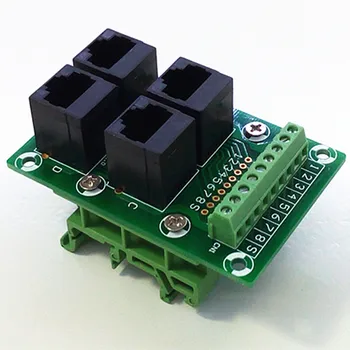 

RJ45 8P8C Jack 4-Way Buss Breakout Board,Terminal Block, Connector.