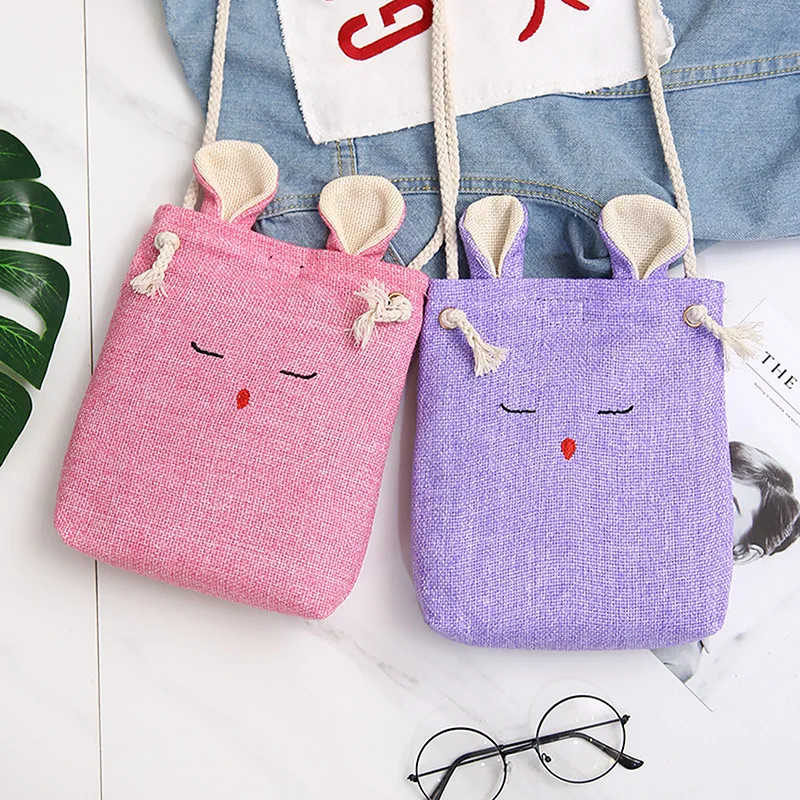 Новая стильная женская сумка в Корейском стиле с кроликом через плечо, сумка для мобильного телефона