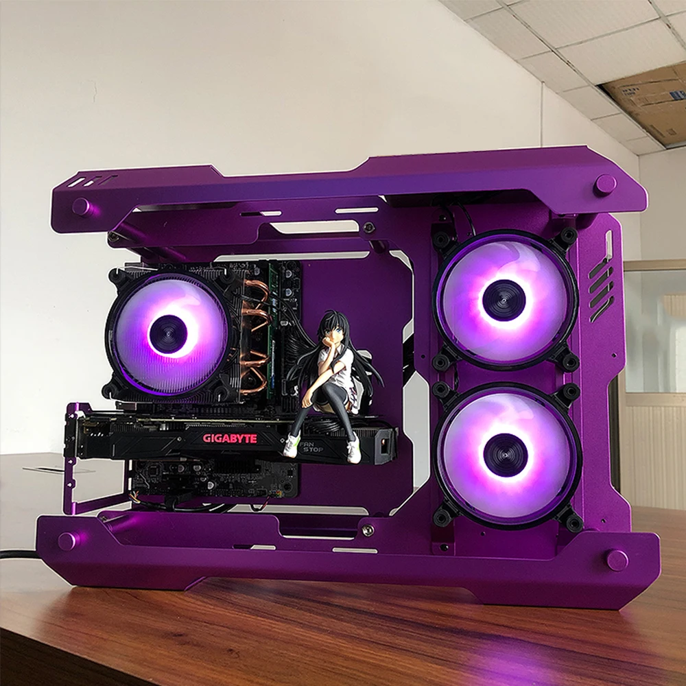 M-ATX ITX материнская плата DIY Открытый Чехол для рабочего стола USB3.0 компьютерный игровой чехол из закаленного стекла Прозрачный с 3x120 мм RGB Вентилятор охлаждения