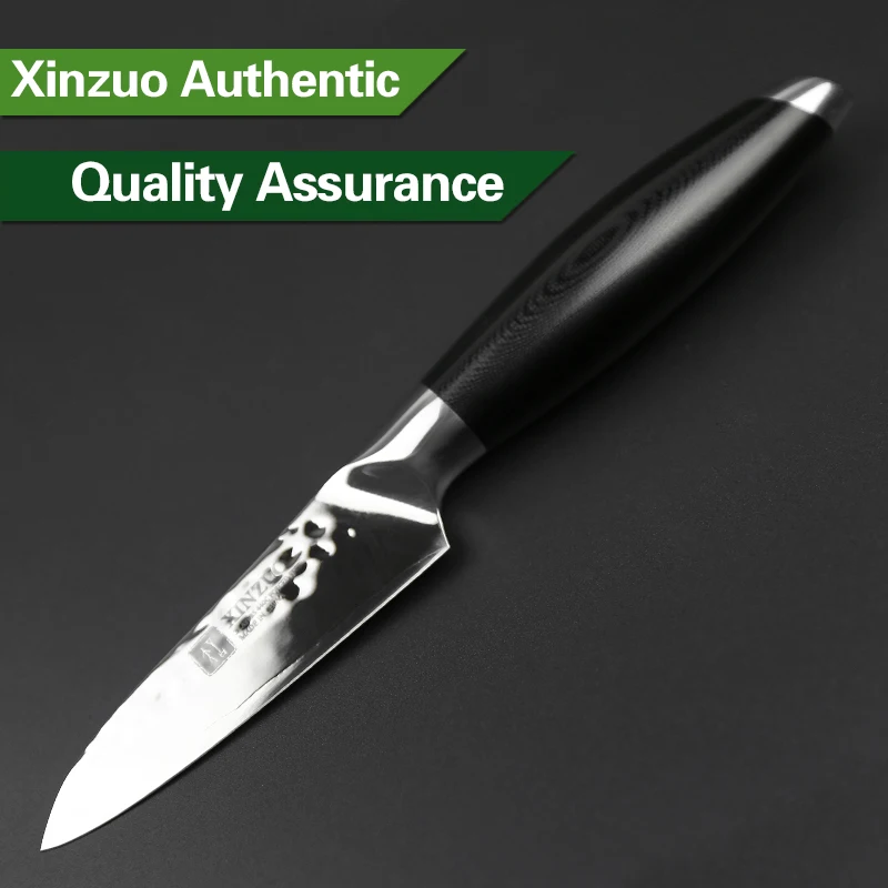 XINZUO 3,5 ''дюймовый нож для очистки овощей, 3 слоя 440C, стальные кухонные ножи, универсальный нож из нержавеющей стали, столовые приборы с ручкой G10