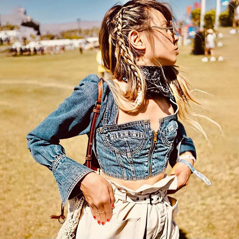 Сексуальная Открытая спина квадратная Шея молния короткие топы с вырезом