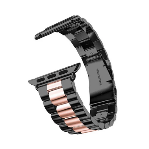 black rose gold Ремешок из нержавеющей стали для apple watch, ремешок 42 мм, 38 мм, версия apple atch 4 5 44 мм 40 мм наручных часов iwatch серии 5/4/3/2/1 браслет ремешок для часов - Цвет ремешка: black rose gold