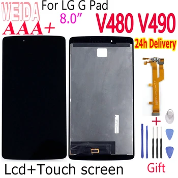 WEIDA 8 For LG G Pad V480 V490 LCD Display Touch Screen panel Digitizer Assembly for LG V480 LCD Flex cable Free Tool for lg g pad lg v700 vk700 v700 touch screen digitizer glass replacement free shipping