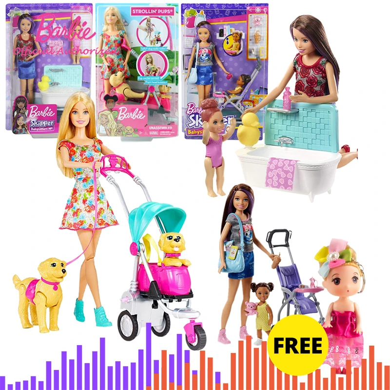 Jouets Barbie Authentiques Pour Filles 3 Poupees De Style Sauteuse Baby Sitter Prenant Soin Du Bebe Jouet De Simulation Enseignant De Creche Pour Filles Aliexpress