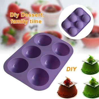 

6 Hole Dia Half Ball Sphere Chocolate Cake Muffin Pastry Mold Tray Silicone Kitchen Cake Moulds 3