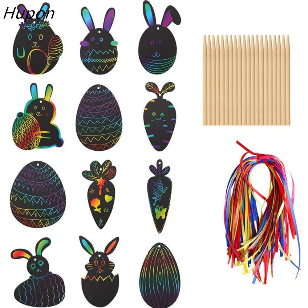 24pcs Magic Color Scratch Easter Ornaments Cute Paper Pendants Easter Eggs DIY Crafts Easter Decoration Kids Party Supplies 24pcs Magic Color Scratch Easter Ornaments Cute Paper Pendants Easter Eggs DIY Crafts Easter Decoration Kids Party Supplies