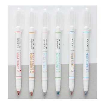 

Creative Plastic 0.5mm 2 Line Pen Stereo Line Gen Pen Colored Marker Pens For Handbook Art Drawing Double Color Marker Pens