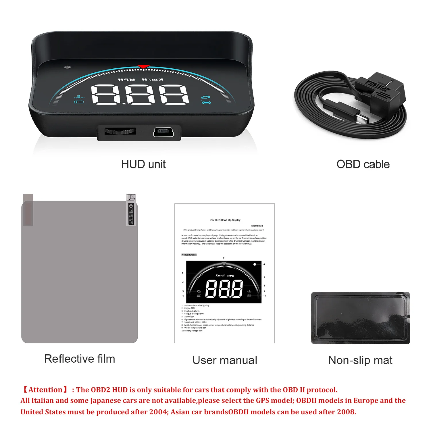 ڵ OBD2 HUD LED  ÷, OBD    ӵ ĳ,  ˶,  M8 3.5 ġ