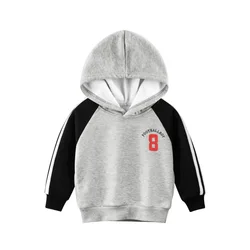 Crianças da escola velo hoodie contraste com capuz jogging bebê meninos trabalho jumper criança moletom crianças outerwear 1 9 anos de idade