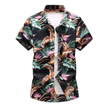

Men's Shirts Fashion Summer Clothing Turndown Collar Buttons Casual Male Print Hawaiian Short Sleeve Shirt Top Plus Size #13