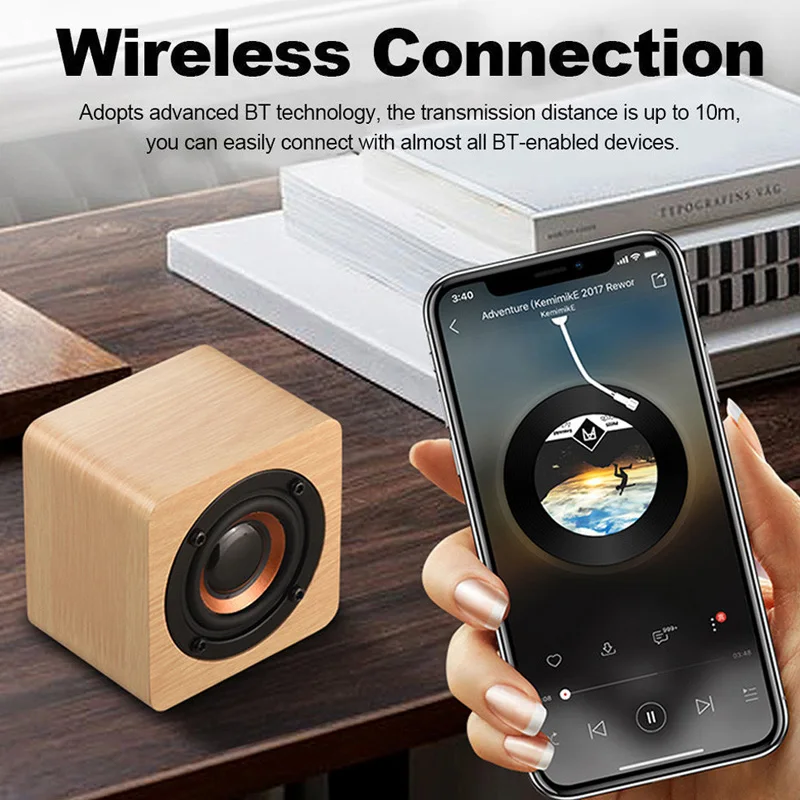 Деревянный Мини беспроводной Bluetooth динамик HIFI стерео Бас маленький стерео домашний кинотеатр сабвуфер динамик
