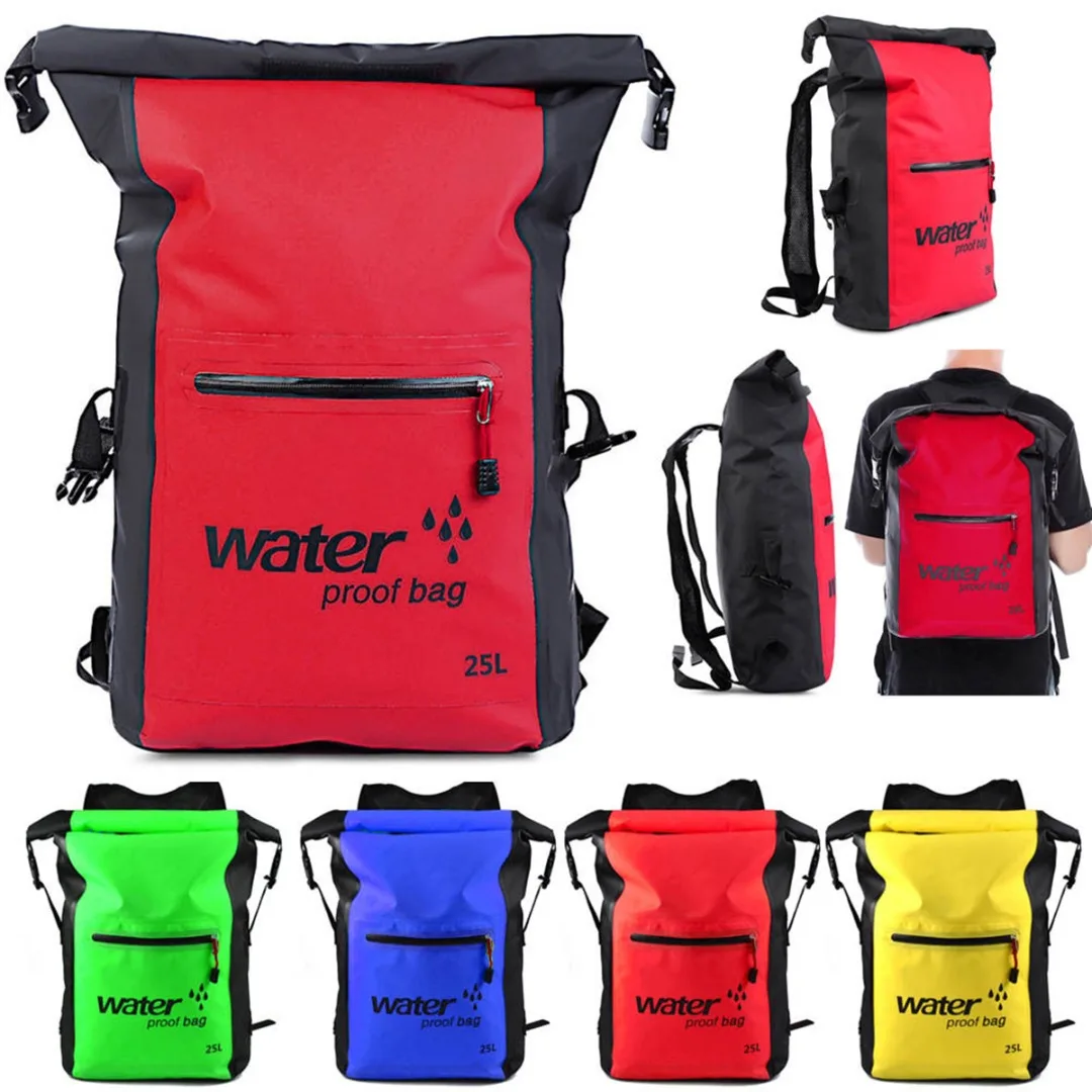 

25L Waterproof Dry Backpack PVC Waterproof Multiple Colors Bag Sports Canoe Kayak Surfing Rucksack Photography Storage Pack